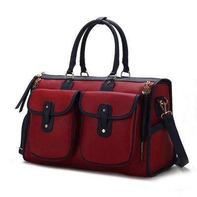 Mkf Collection By Mia K Genevieve Color Block Vegan Leather Women's Duffle Bag In Red