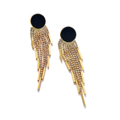 Sohi Blue Color Gold Plated Designer Stone Drop Earring For Women's In Black