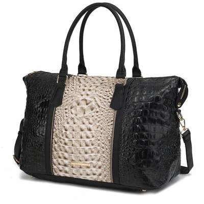 Mkf Collection By Mia K Raven Faux Crocodile-embossed Vegan Leather Women's Weekender Handbag In Black