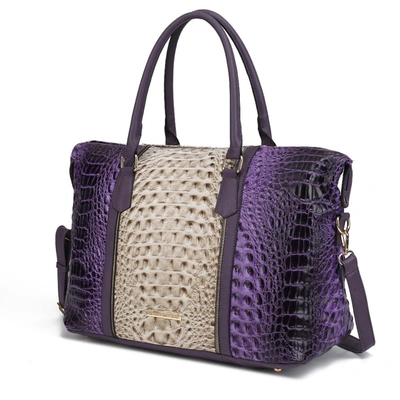 Mkf Collection By Mia K Raven Faux Crocodile-embossed Vegan Leather Women's Weekender Handbag In Purple