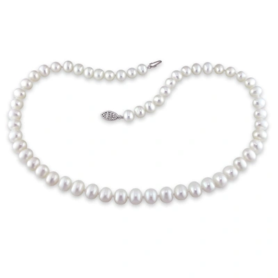 Mimi & Max Women's 6.5-7mm Freshwater Cultured Pearl Necklace W/ Sterling Silver Clasp -18in.