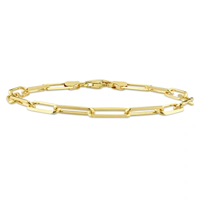Mimi & Max 5mm Diamond Cut Paperclip Chain Bracelet In Yellow Plated Sterling Silver - 7.5 In In Gold
