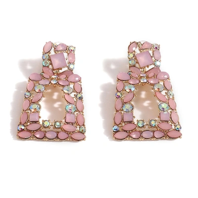 Sohi Pink Color Pink Stone Designer Drop Earrings For Women's