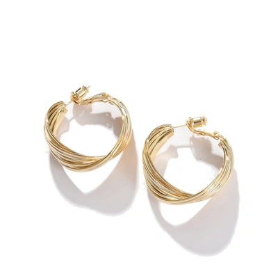 Sohi Gold Color Gold Plated Designer Hoop Earring For Women's In Silver