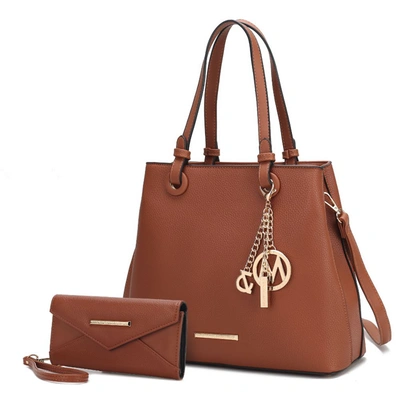 Mkf Collection By Mia K Kearny Vegan Leather Women's Tote Bag With Wallet- 2 Pieces In Brown