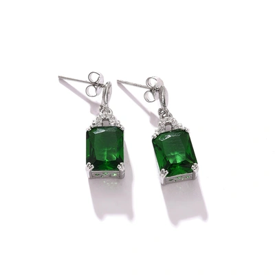 Sohi Green Color Silver Plated Designer Stone Drop Earring For Women's