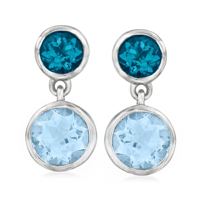 Ross-simons London And Sky Blue Topaz Drop Earrings In Sterling Silver