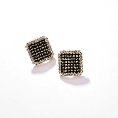 Sohi Black Color Silver Plated Designer Stone Stud For Women's