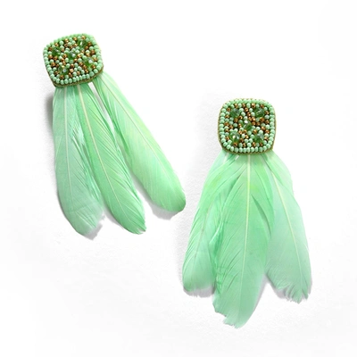 Sohi Green Color Leaf Drop Earrings For Women's