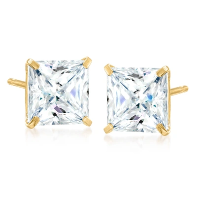 Ross-simons Princess-cut Cz In 14kt Yellow Gold In Multi