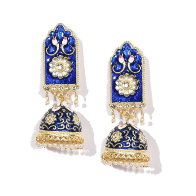 Sohi Blue Color Royal Blue Meenakari Jhumkas For Women's