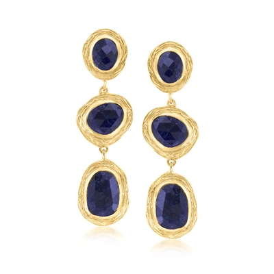 Ross-simons Sapphire Station Drop Earrings In 18kt Gold Over Sterling