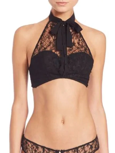 Fleur Du Mal Star Lace Balconette Bra In Black