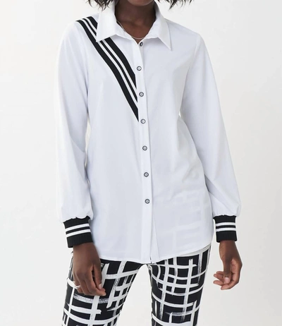 Joseph Ribkoff Black/white Accent Stripe Blouse In Multi