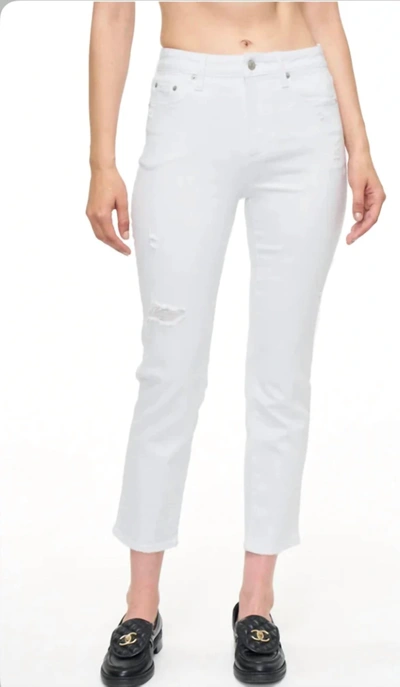 Pistola Monroe High Rise Cigarette Crop In Seashell Distressed In White