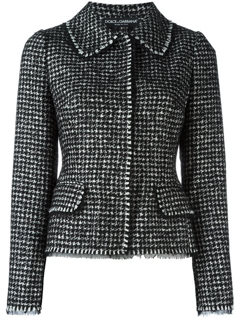 Dolce & Gabbana Houndstooth Tweed Jacket In Black | ModeSens
