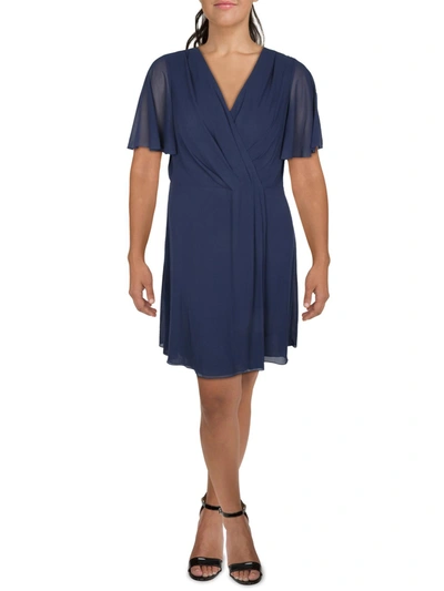 Lauren Ralph Lauren Womens Party Midi Fit & Flare Dress In Blue