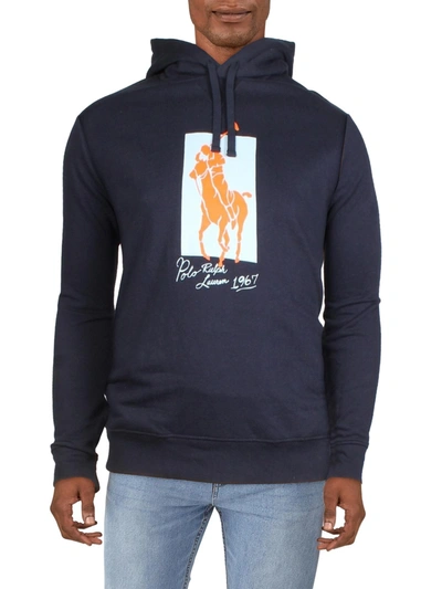 Polo Ralph Lauren Big Pony Mens Fleece Signature Hoodie In Blue
