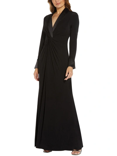 Adrianna Papell Womens Tuxedo Ruched Evening Dress In Black