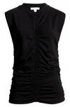Topshop Ruched Front Tank In Black