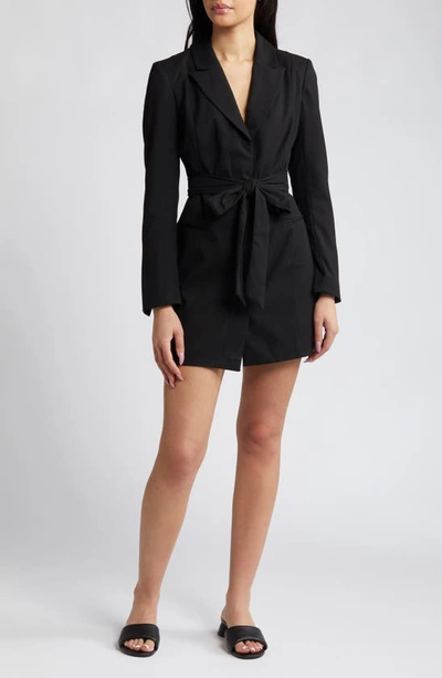 Topshop Long Sleeve Blazer Minidress In Black