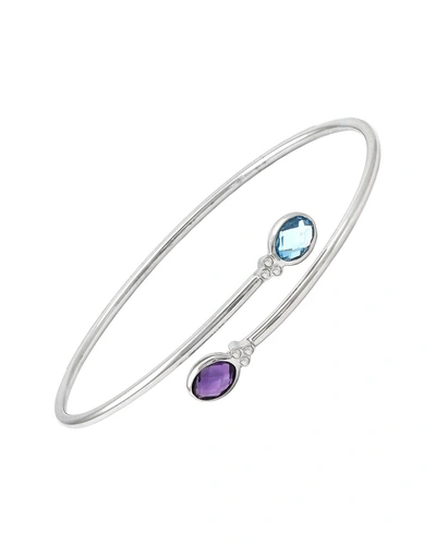 Gemstones Silver 1.81 Ct. Tw. Diamond & Gemstone Bangle Bracelet
