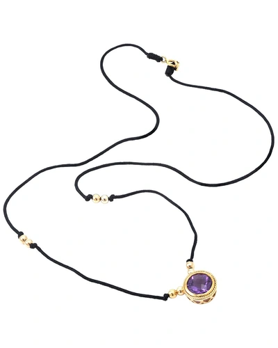 Gemstones 14k Yg Amethyst W/ Gold Beads On Silk Cord 8e87am-