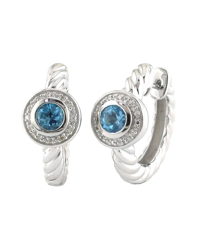 Gemstones Silver Diamond Blue Topaz Earrings E0480bt-75c