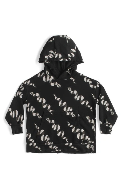 Nununu Kids' Snake Print Cotton Hoodie In Black