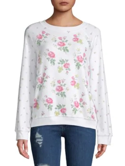 Wildfox Floral-print Sweatshirt In White Multi