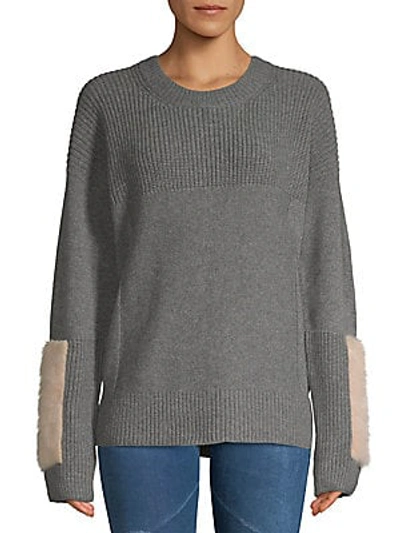 Agnona Textured Cashmere And Mink Fur Sweater In Grey Mink