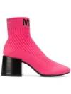 Mm6 Maison Margiela Logo Sock Boots In Fuchsia