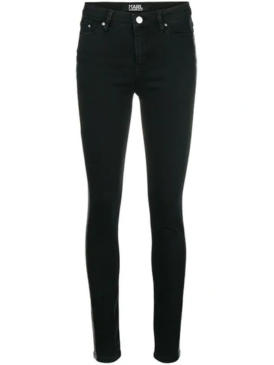 Karl Lagerfeld Skinny Tuxedo Stripe Jeans In Black