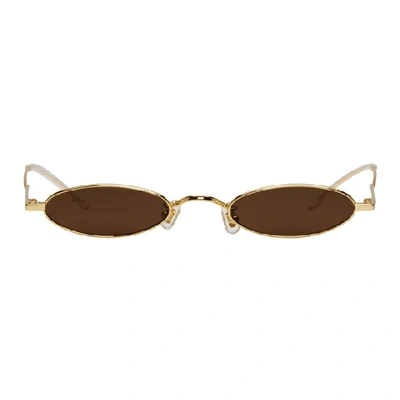 Gentle Monster Ssense Exclusive Gold & Brown Vector Sunglasses In Gold/brwn