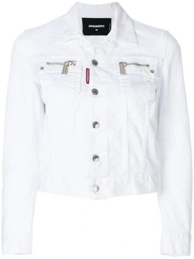 Dsquared2 Zipped Pocket Denim Jacket - White