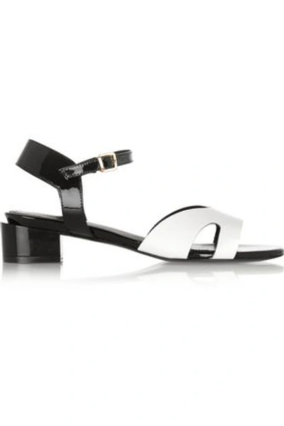 Robert Clergerie Woman Sascou Leather And Patent-leather Sandals White