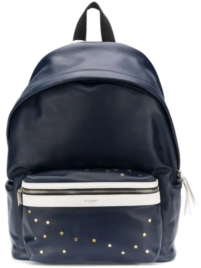 Saint Laurent City Backpack In Smooth Leather In Blue