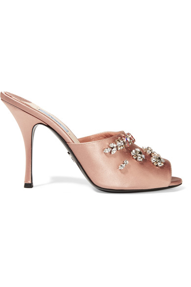 Prada Crystal-embellished Satin Sandals | ModeSens