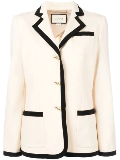 Gucci Grosgrain Trim Blazer In Neutrals