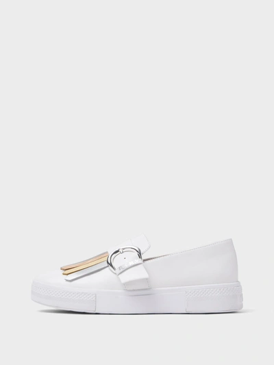 Donna Karan Jules Leather Slip On Sneaker In White
