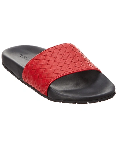 Bottega Veneta Lake Intrecciato Leather Sandal In Red