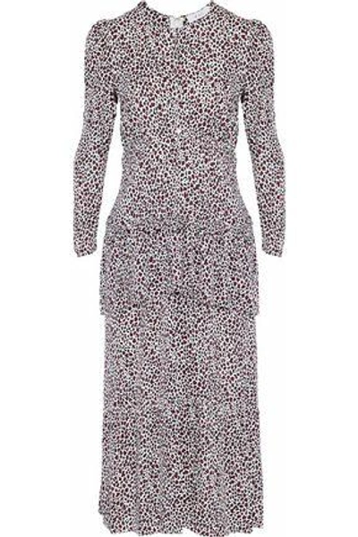 A.l.c Woman Layered Leopard-print Silk Crepe De Chine Midi Dress Animal Print