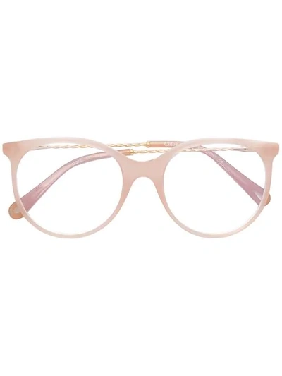 Chloé Frozen Frame Glasses In Nude & Neutrals