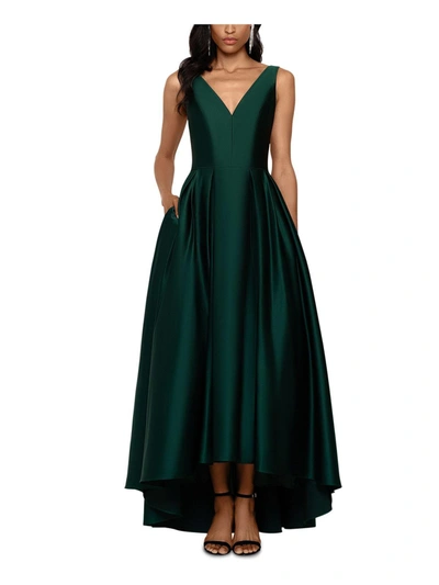 B & A By Betsy And Adam Womens Satin Maxi Evening Dress In Green