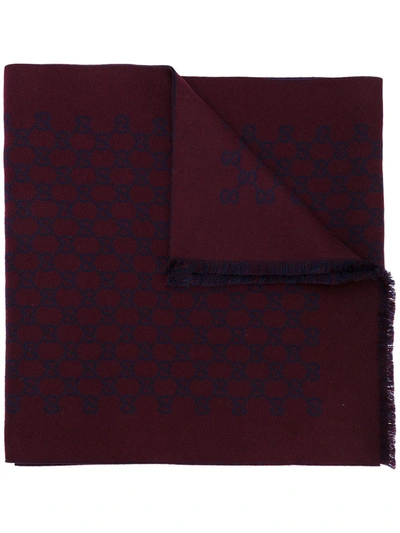 Gucci Double Jacquard Gg Wool Scarf In Red