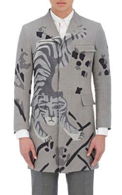 Thom Browne Tiger-pattern Jacquard Topcoat