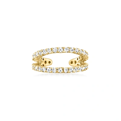Rs Pure By Ross-simons Diamond 2-row Single Ear Cuff In 14kt Yellow Gold In White