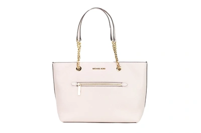 Michael Kors Jet Set Medium Powder Blush Leather Front Zip Chain Tote Bag Women's Purse In Multi