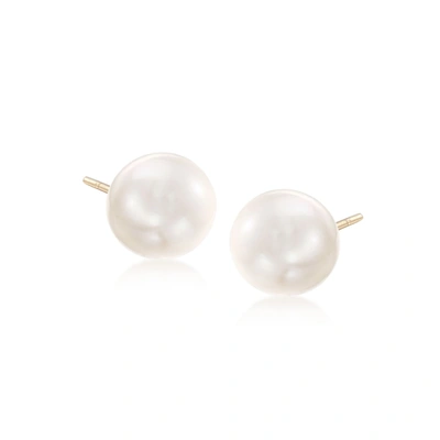 Ross-simons 7-8mm Cultured Pearl Stud Earrings In 14kt Yellow Gold In White