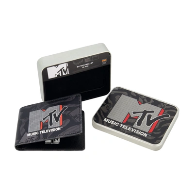 Concept One Mtv Logo Bifold Wallet, Slim Wallet With Decorative Tin For Men And Women In Multi